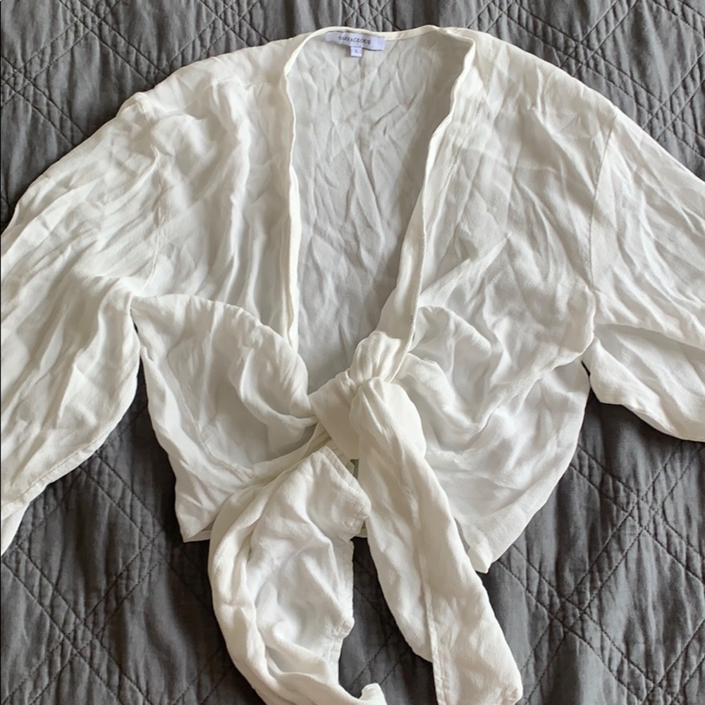 White front tie tunic